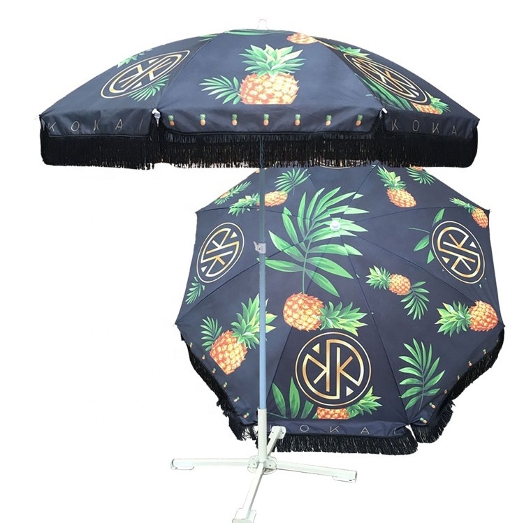 Cheap Price Custom Size Custom Aluminium Pole Sun Garden Parasol Umbrella Beach Umbrella With Fringe