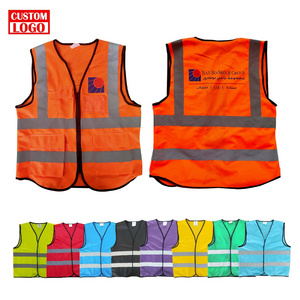 Multi-Pockets Clothing Reflector Safety Hi Vis Vest With Pocket Workmen Safety Vest Orange Safety Vest