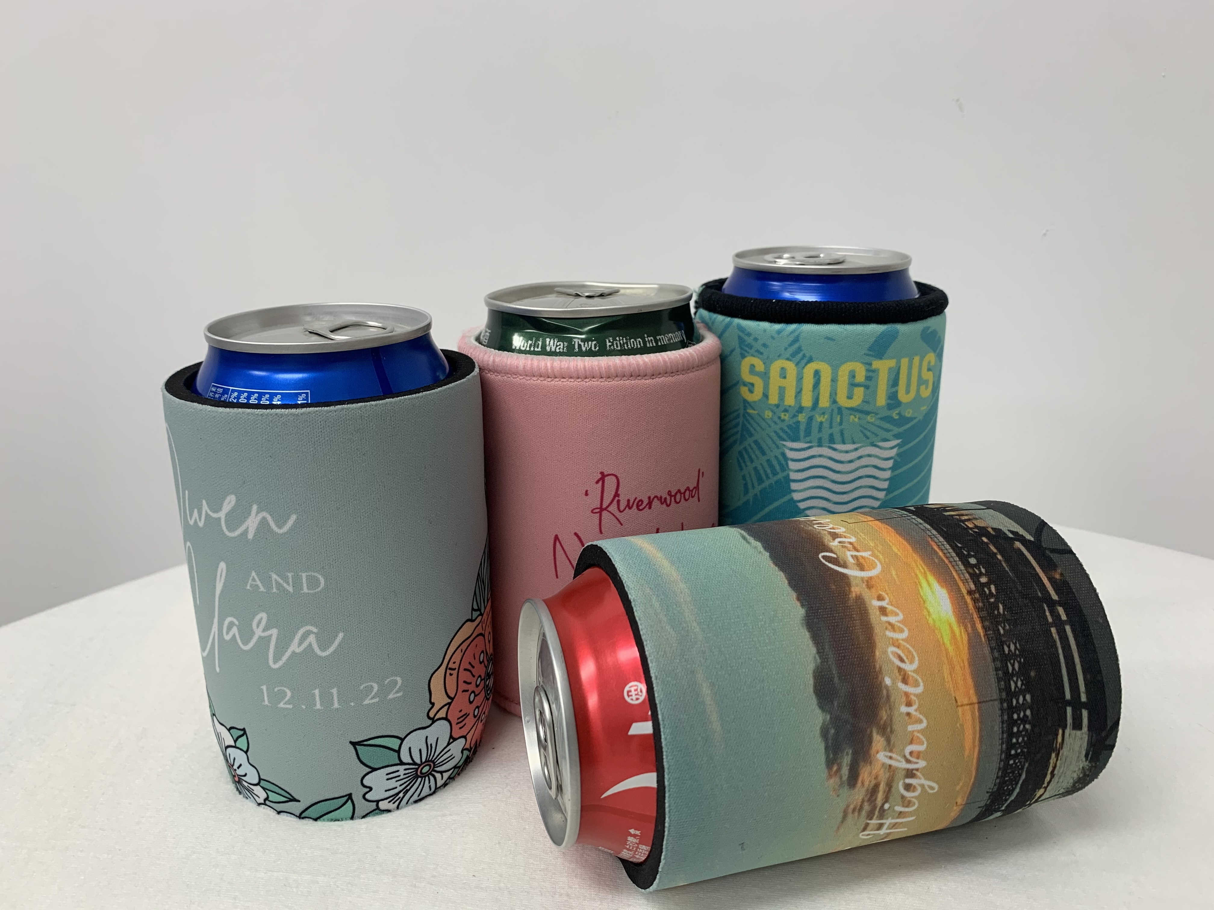 Logo Printed Can Cooler Neoprene Neoprene Tube 375ML Beer Can Cooler Neoprene Stubby Holder