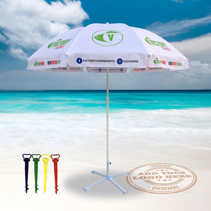 Focus On Customization Canopy Folding Beach Umbrella With Logo Print