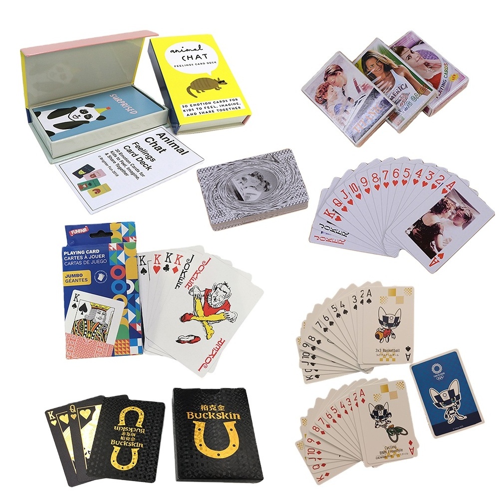 Custom Logo Playing Study Cards Plastic Paper Black Gold Game Playing Cards Custom Logo  Printing Poker Playing Card