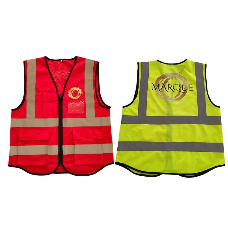 Printed Cheap Safety Vest Jacket Fluorescent Green Reflective Safety Vest