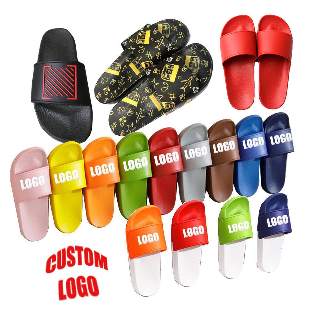 Custom Slide Slippers With Logo High Quality Pool Slide Sandals Black Sublimation Flip Flop