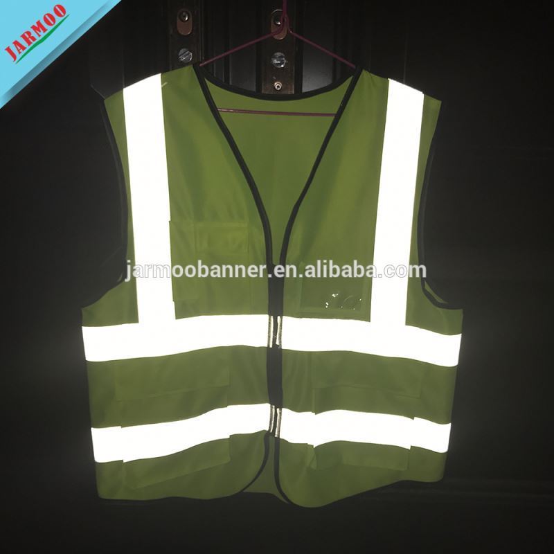 Printed Cheap Safety Vest Jacket Fluorescent Green Reflective Safety Vest