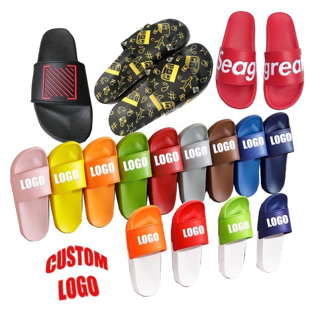 Summer Plain Blank Rubber Designer Slippers Slides Slides Custom Embossed Logo Custom Flip Flop Slides