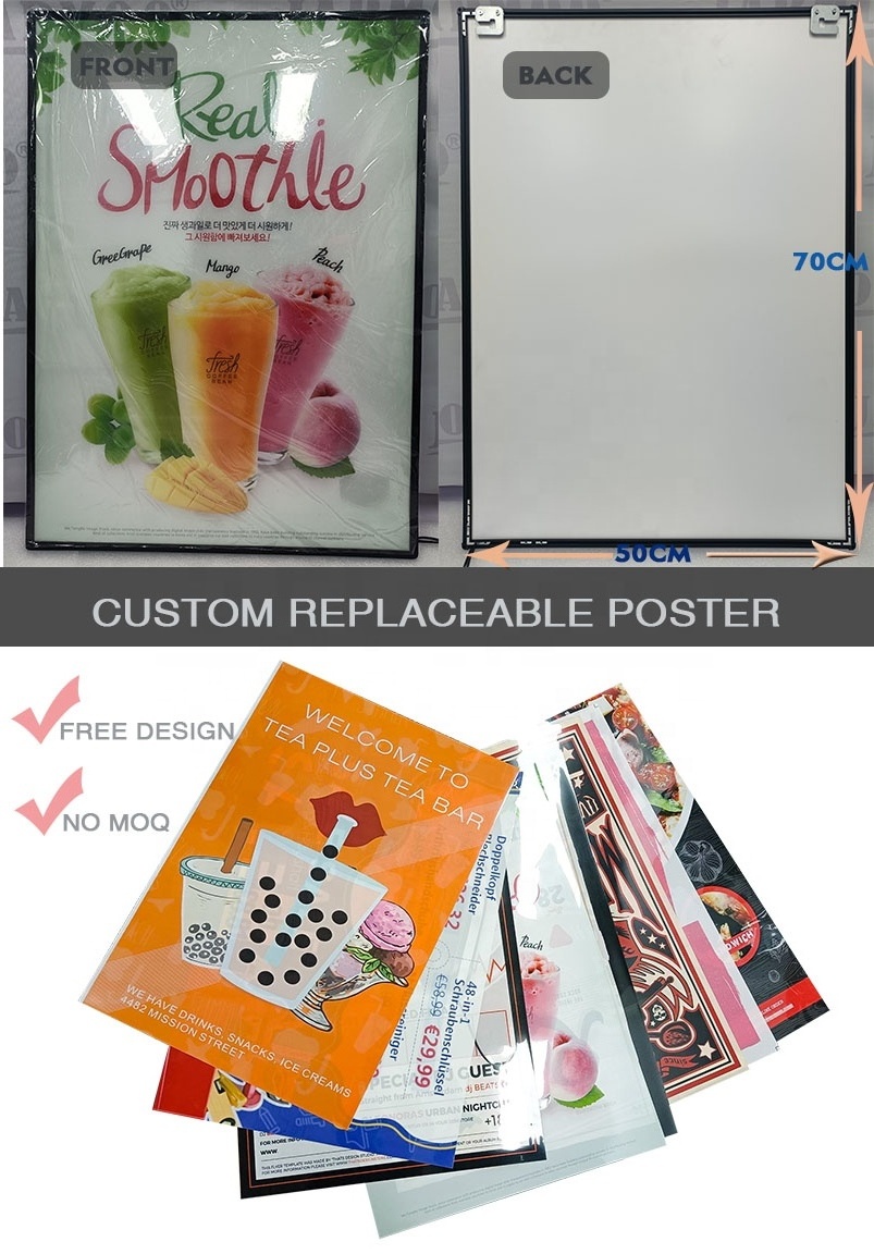 Custom Pattern Printed Removable Photo Poster Aluminum Snap Frame Ultra Thin Slim Film Lightbox Sign LED Advertising Light Box