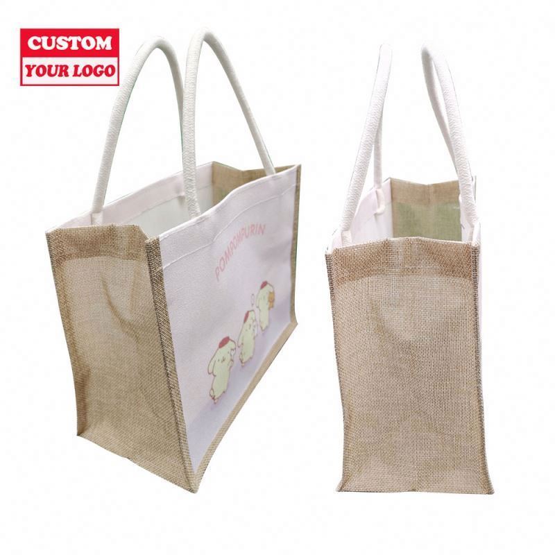 Low MOQ Custom Jute Tote Bag Natural Burlap Jute Rice Bags With Printing Logo