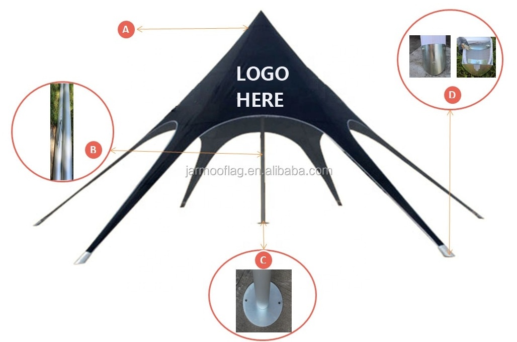 Custom Logo Print Aluminum Marquee High Quality Shade Tent Star For Events Waterproof Stretch Tent Poles