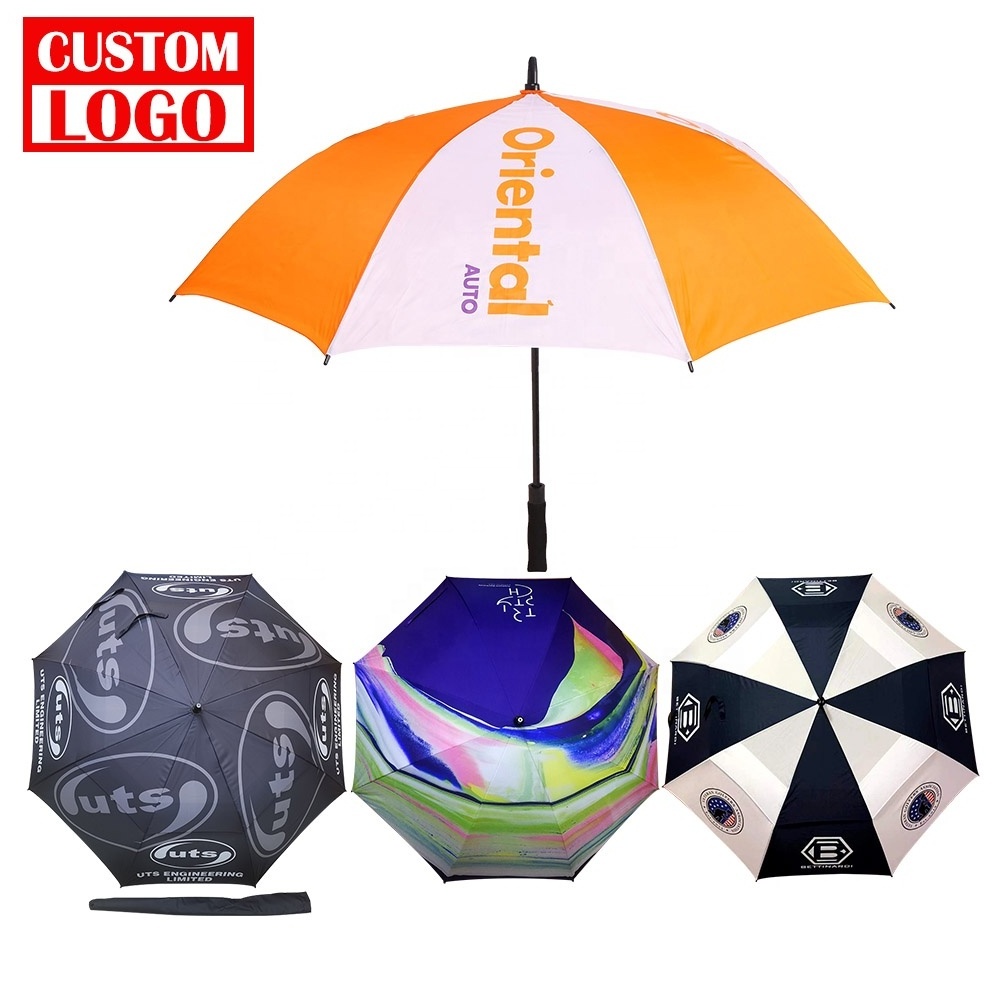 Advertising Straight Large Windproof Golf Umbrella Holder Extension Umbrella With Logo