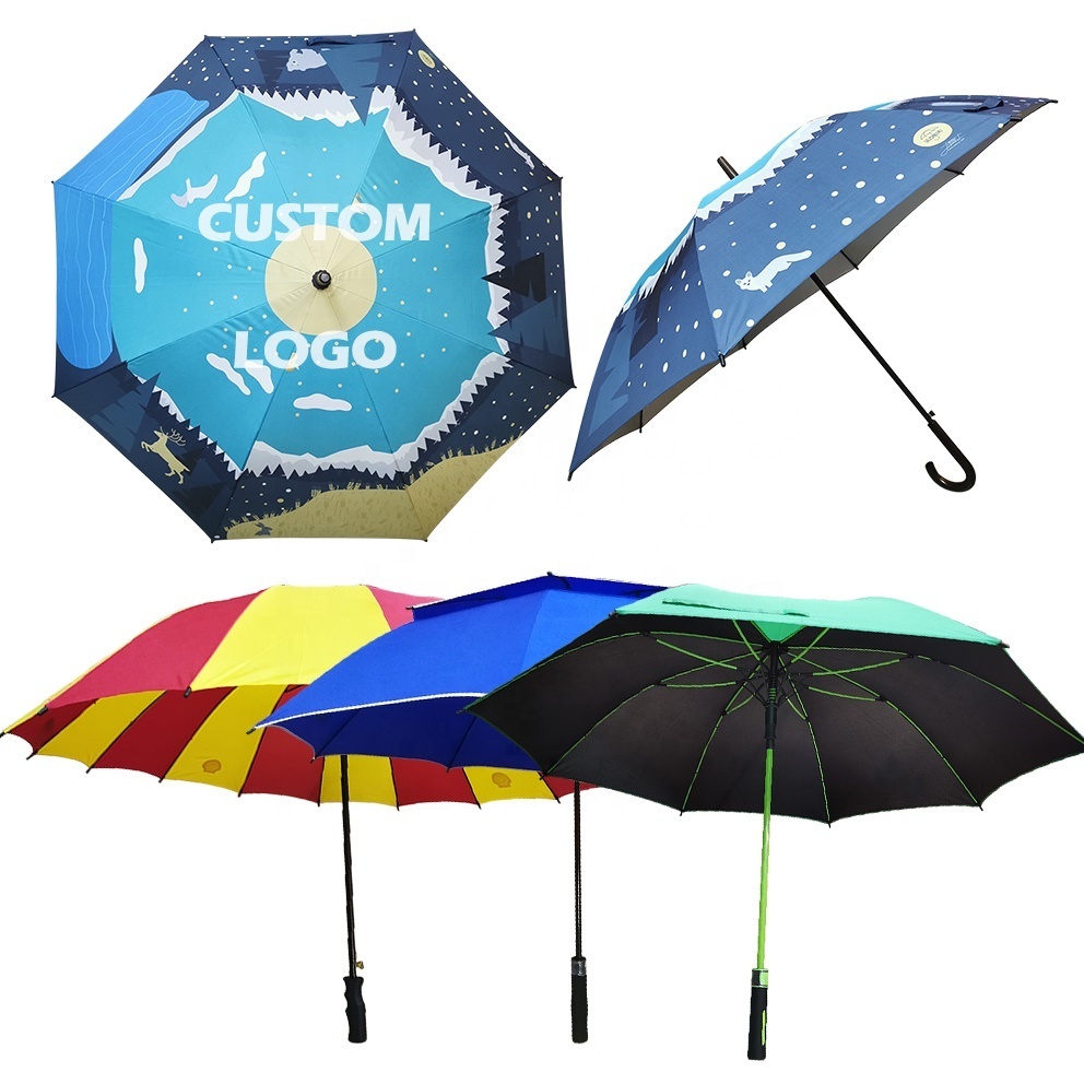 Advertising Straight Large Windproof Golf Umbrella Holder Extension Umbrella With Logo