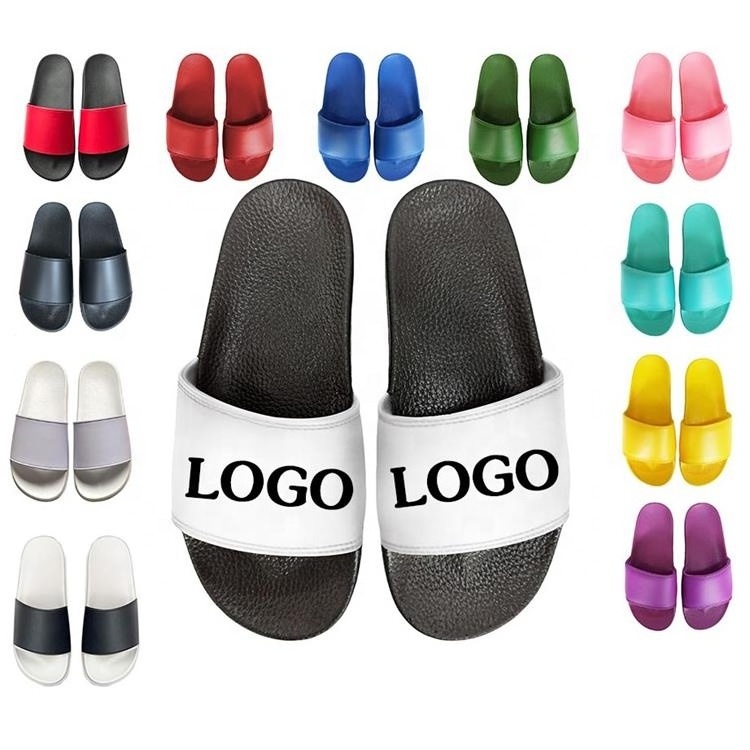 Summer Plain Blank Rubber Designer Slippers Slides Slides Custom Embossed Logo Custom Flip Flop Slides