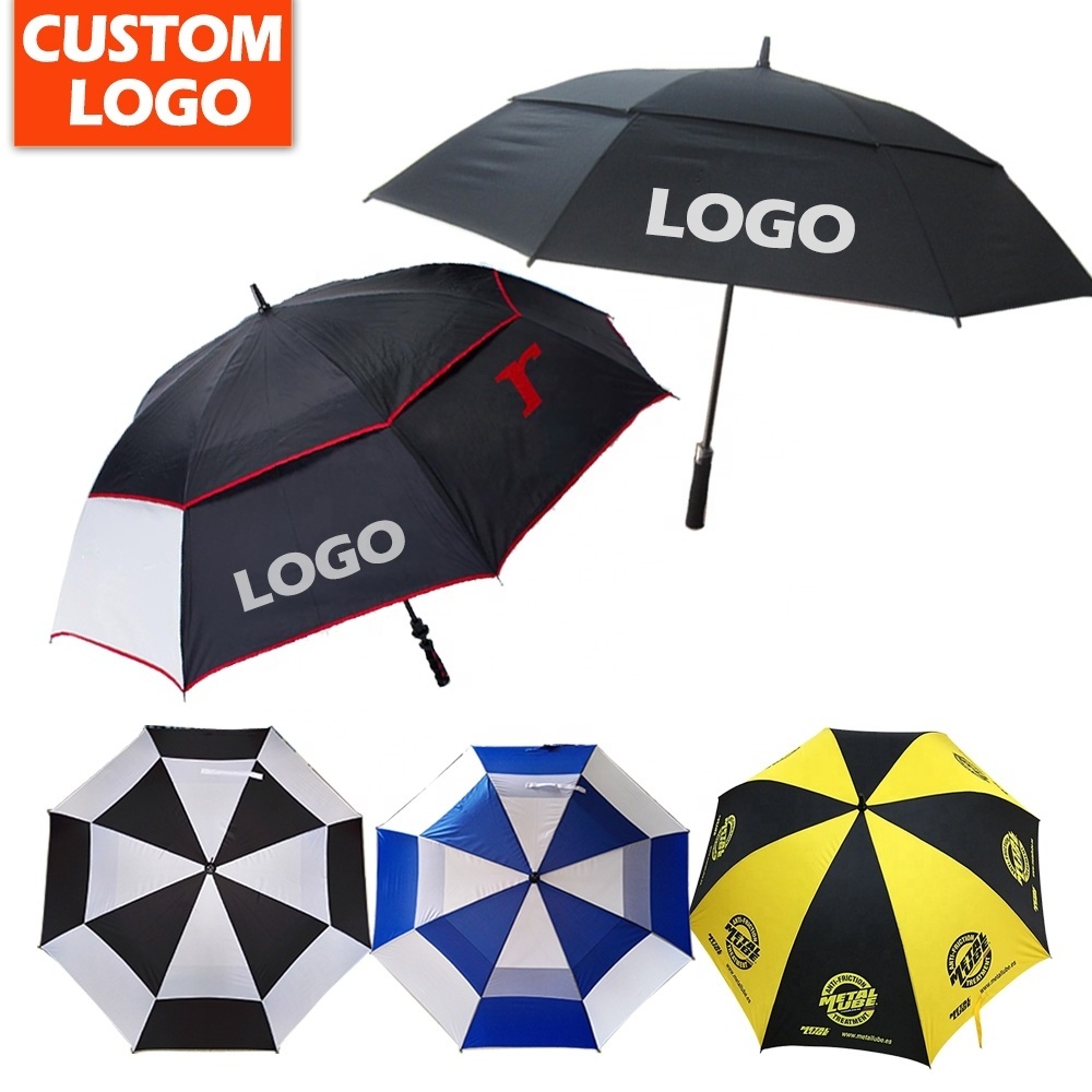 Factory Wholesale Personality Sublimation Golf Umbrella With Custom Logo Prints Promotional Umbrella