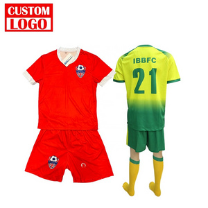 High Quality 100% Premium Cotton Uniforms Football Custom Brand Soccer Jersey Red And Yellow