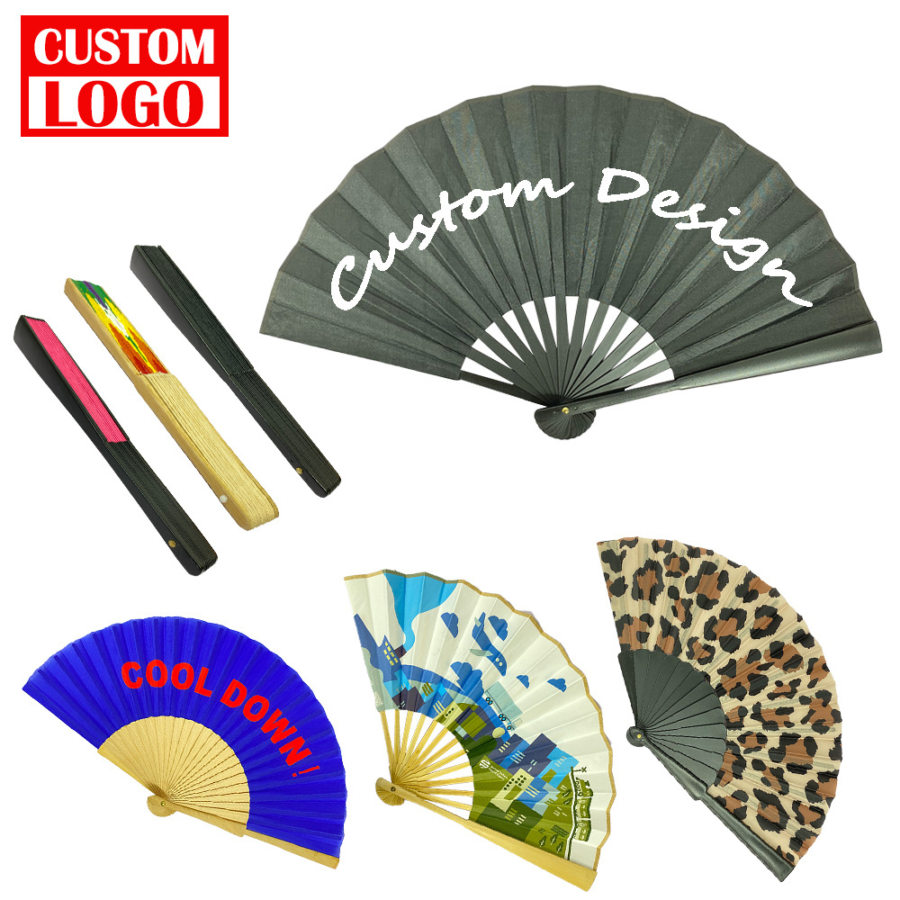 Personalized Printed Art Logo Handfan Favor Fabric Wooden Bamboo Paper Sublimating Folding Custom Hand Fan For Wedding Promotion