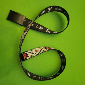 Custom Design Printed Jacquard Weave Waist Belts Nylon Polyester Canvas Braided Woven Custom Belt with Bucklesd