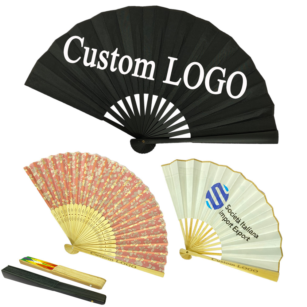 Personalized Printed Art Logo Handfan Favor Fabric Wooden Bamboo Paper Sublimating Folding Custom Hand Fan For Wedding Promotion