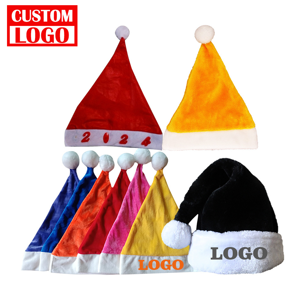 Cheap Event Use Decorations Santa Hat Christmas Hats Santa Plush Promotion Gift Dog Christmas Hat