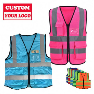 Mesh 100% Polyester Class 2 Workwear Mesh Pink Custom Hi Vis Vest Safety Work Vest Security Safety Vest With Pockets