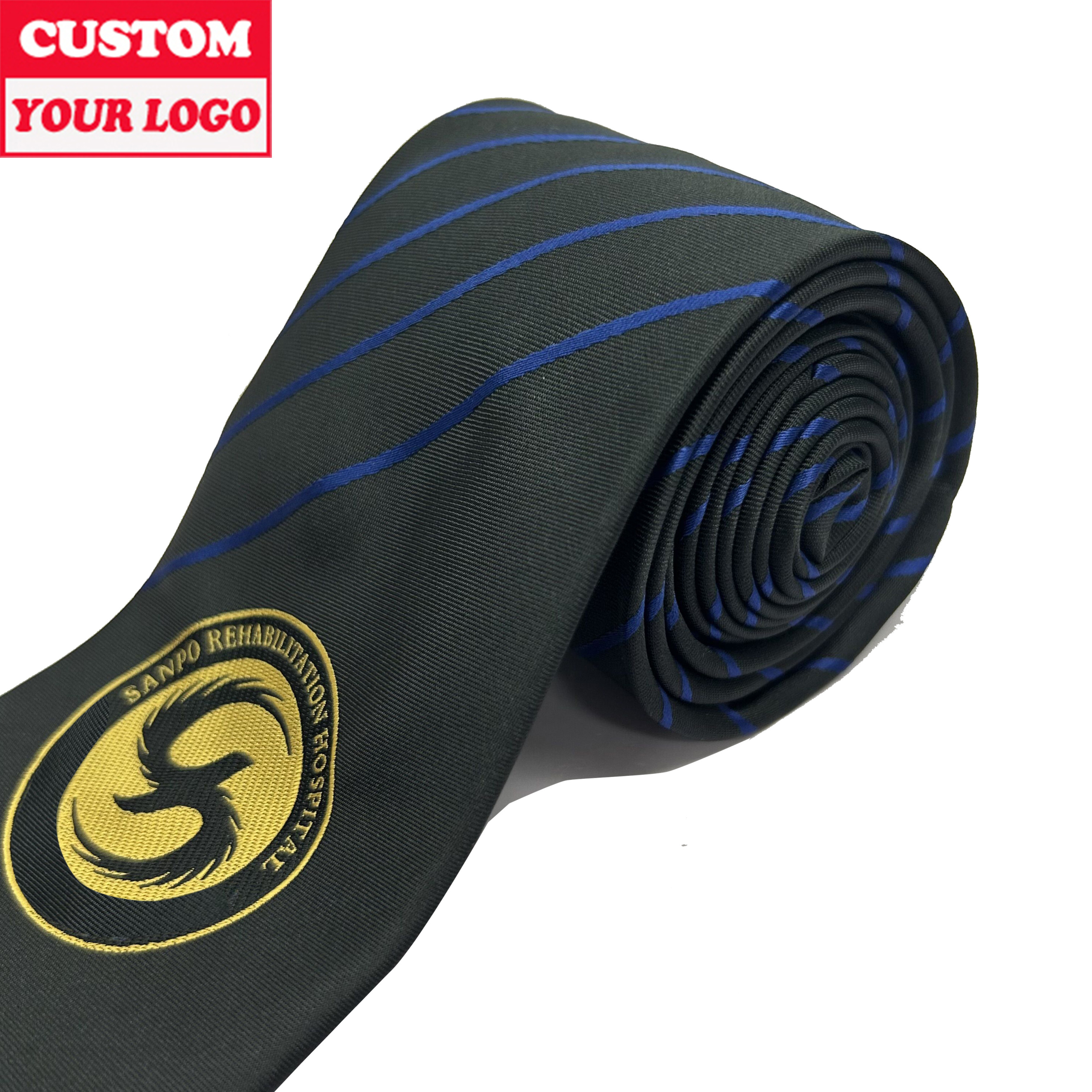 Design Printed School Gravatas Tape Fabric Woven Polyester Silk Necktie Neck Ties For Men Custom Tie With Logo