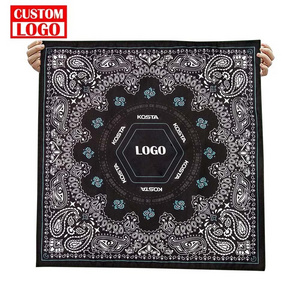 22*22inches Square Sport Headwear Scarf Full Color With Design Print Custom Bandana Handkerchief Silk Cotton Bandana Custom Logo