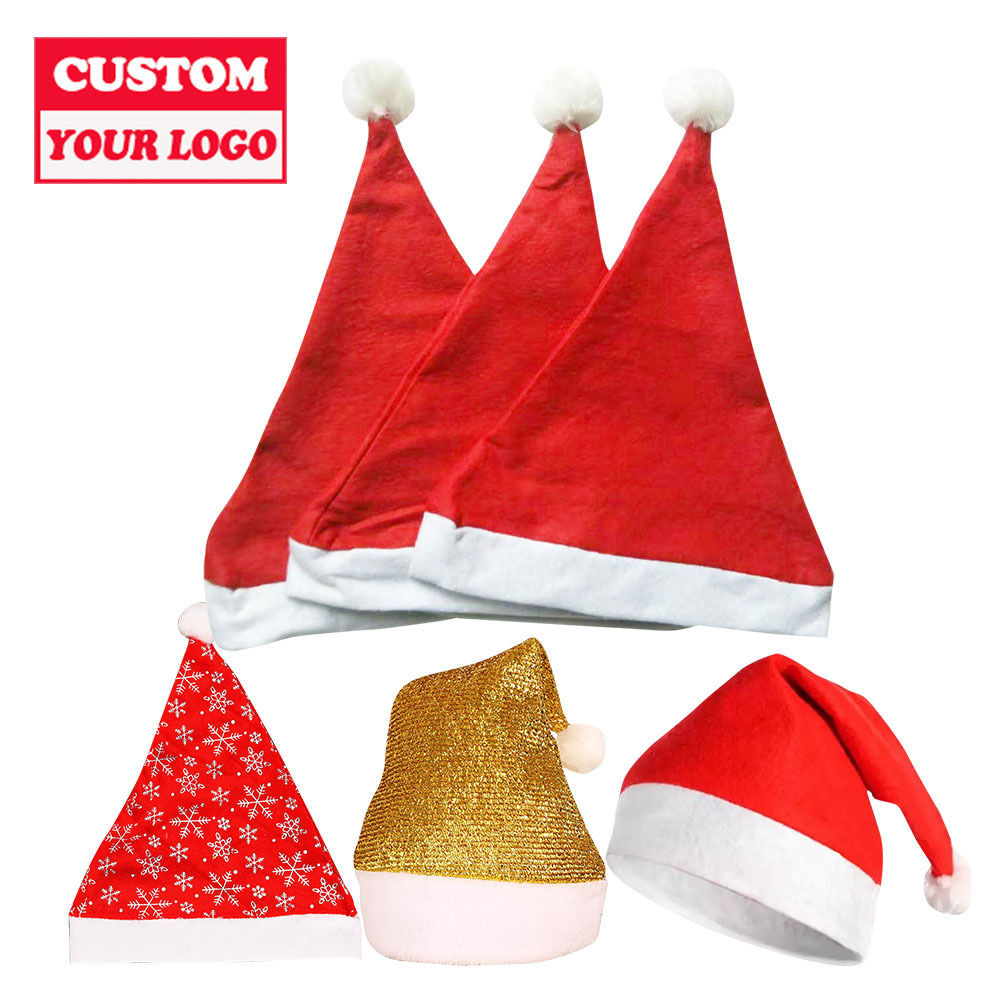 Different Colors Plush Christmas Hat For Adults Customized Logo High Quality Christmas Santa Hat Singing And Dancing Santa Hat