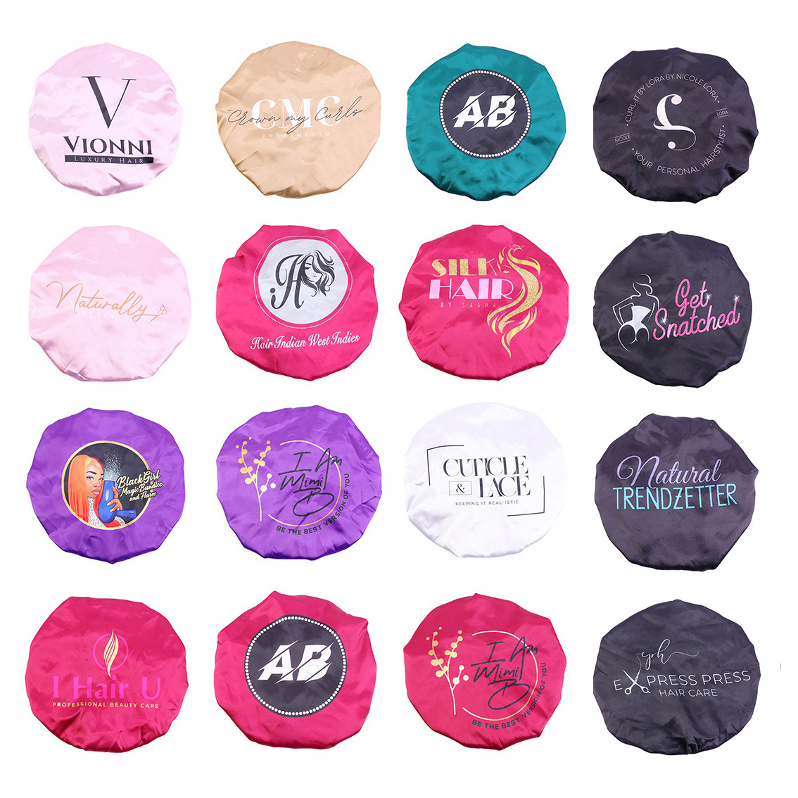 Factory Printed kids Sleeping Silky Shower Cap and Edge Band Designer Silk Bonnet With Custom Logo En Satin Wraps Hair Bonnets