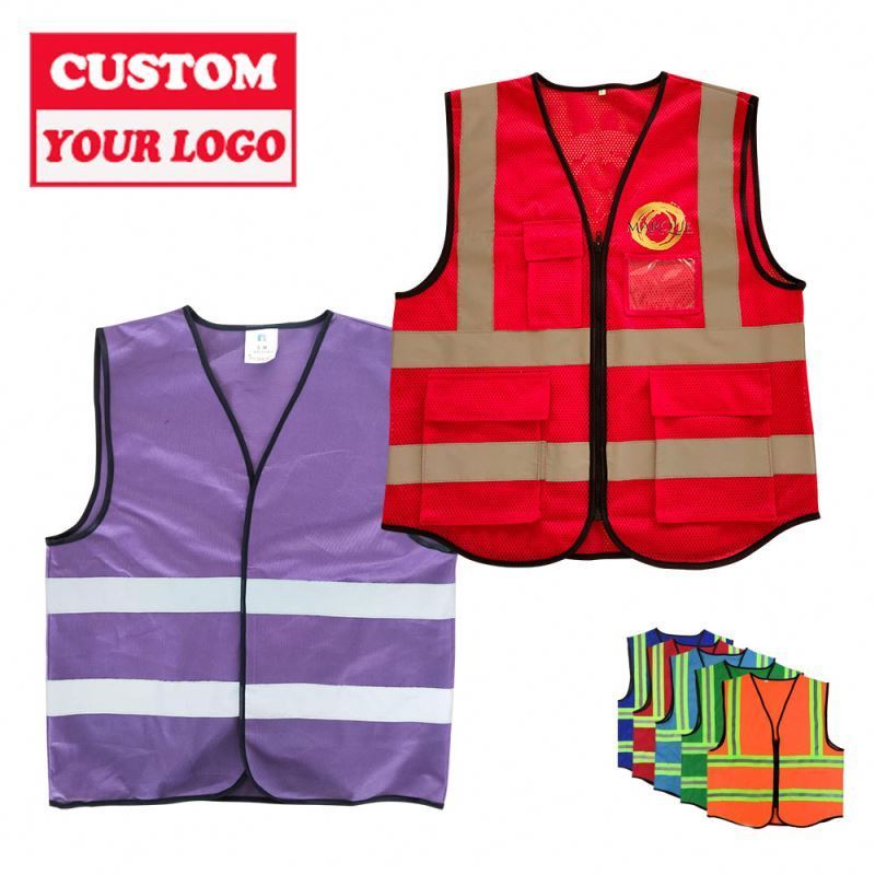 Customized Public Big Pockets Polyester Purple Safety Vest  Vest Mesh Vests With Pockets With Pockets