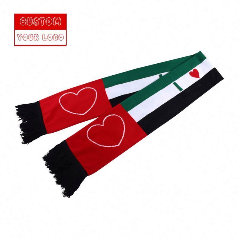 Wholesale Custom Sport Football Fan Large Scarves Winter Hats And For Women Club Fans Team Acrylic Tassel Scarf Knit Accessory