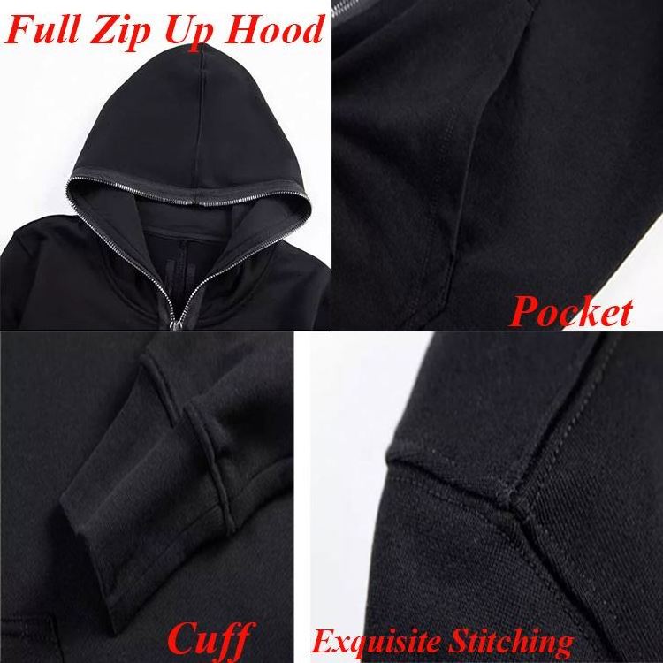 Custom Logo All Over Print Boys Fleece Lined Oversized Oem Blank Plain Full Men Face Mask Zip Up Hoodies With Logo