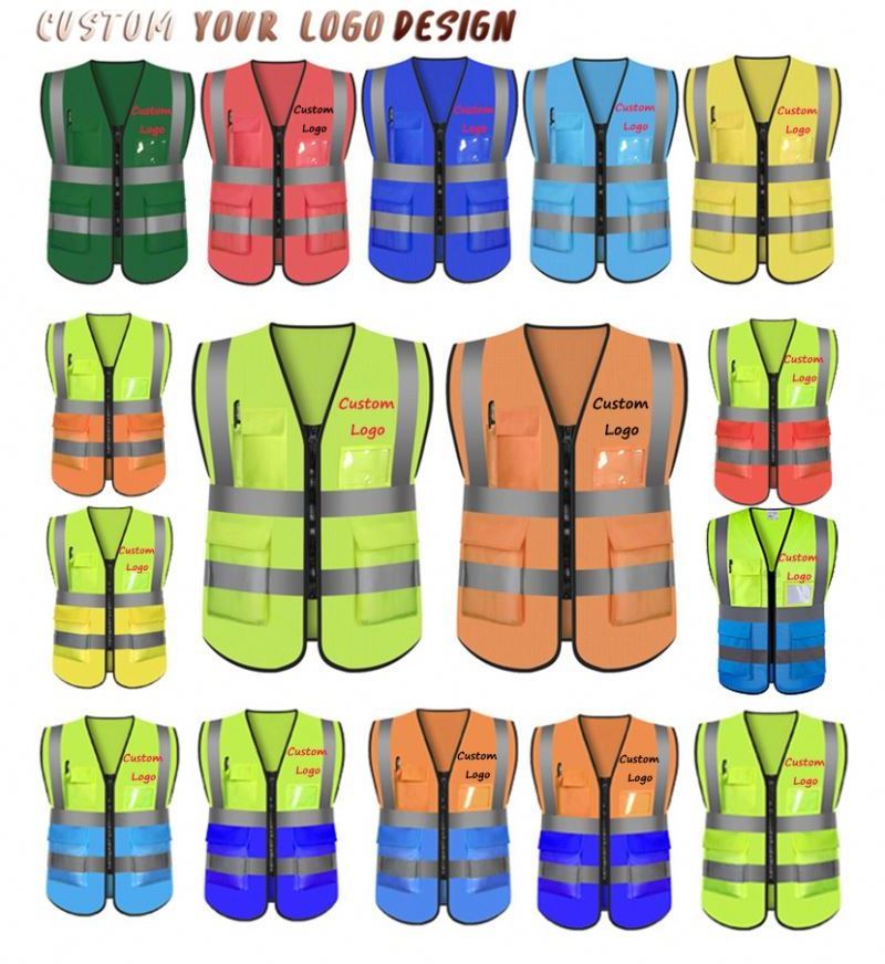 Construction Traffic Hi Viz with Pockets Work Reflective Blue Safety Vest