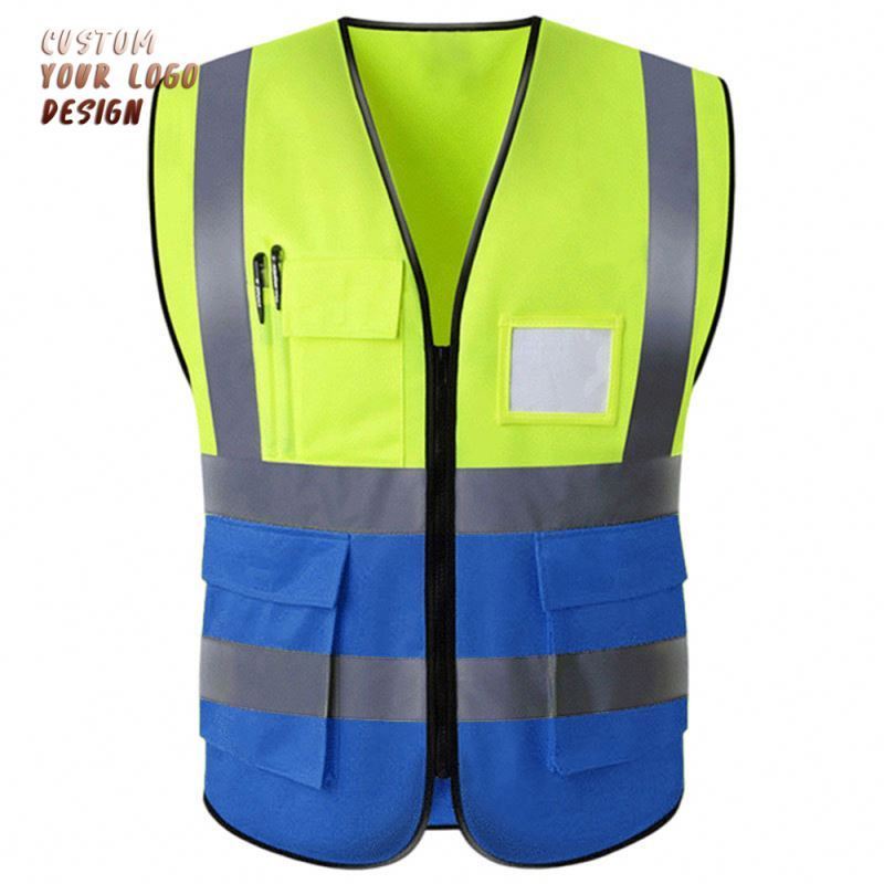 Wholesale High Visibility Black Reflective Pockets Working Tool Safety Vest With Logo