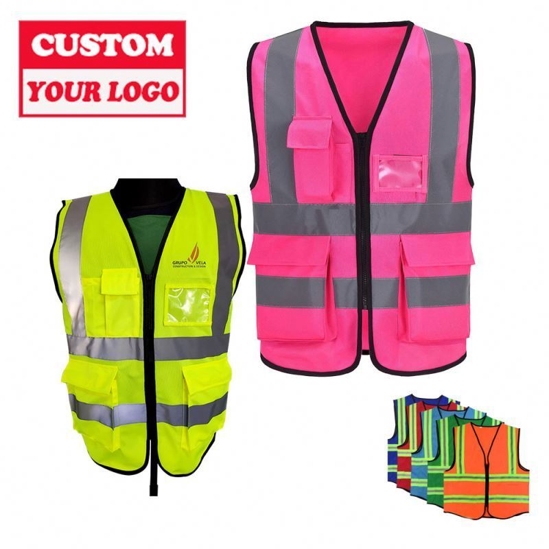 Customized Multicolor Transportation Construction Pink Safety Vest Safety Harness Vest Mesh Vests For Outside Running Safety