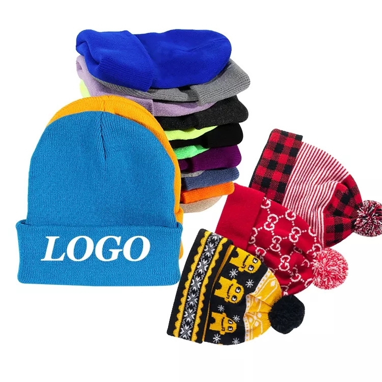 Multi-Color Outdoor Winter Acrylic Warm Beanie Custom Beanie Knitted