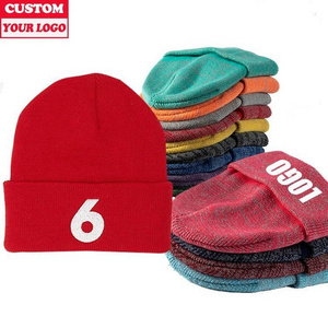 Custom Logo 100% Acrylic Knit Striped Beanie Winter Hat Winter Hat Man Women Custom Logo High Quality Hot Sales Beanie