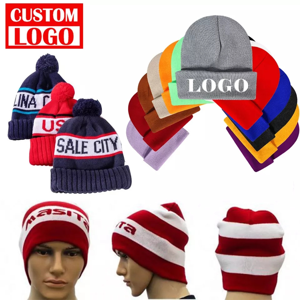 Multi-Color Outdoor Winter Acrylic Warm Beanie Custom Beanie Knitted