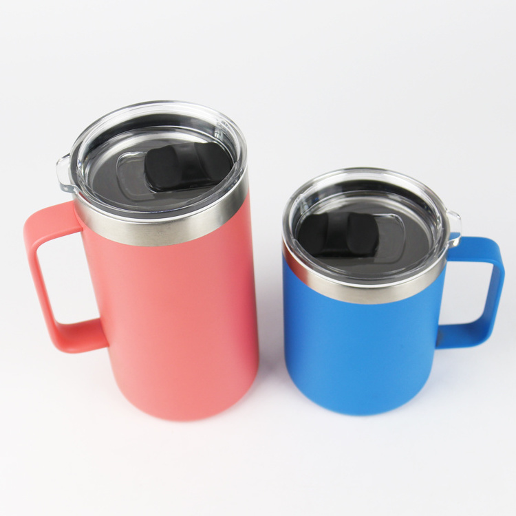 Handle and Lid Stainless Steel Double Wall Vacuum Insulated Home Office Camping Hot or Cold 12 oz Coffee Mug Drinks Travel Mug