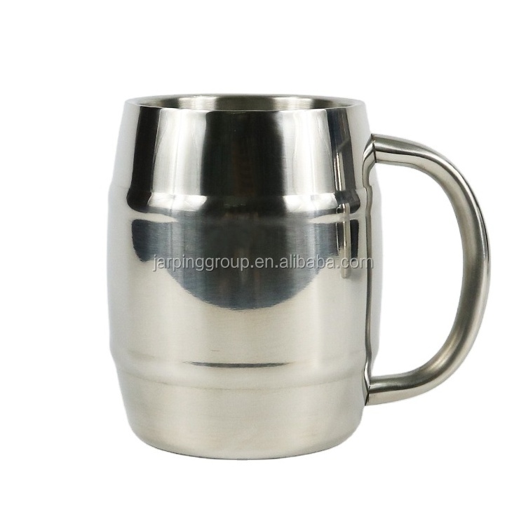 16OZ Double wall durable insulated stainless steel metal beer mug with barrel shape