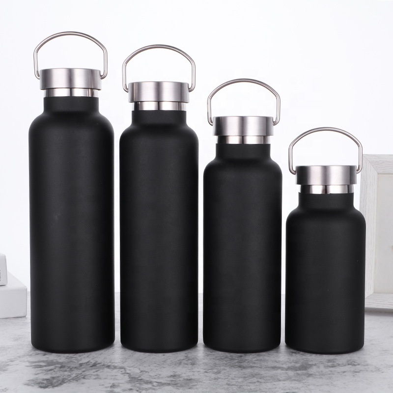 New Custom Logo Sealed Single Wall Stainless Steel Water Bottle With Bamboo Carry Hand Lid