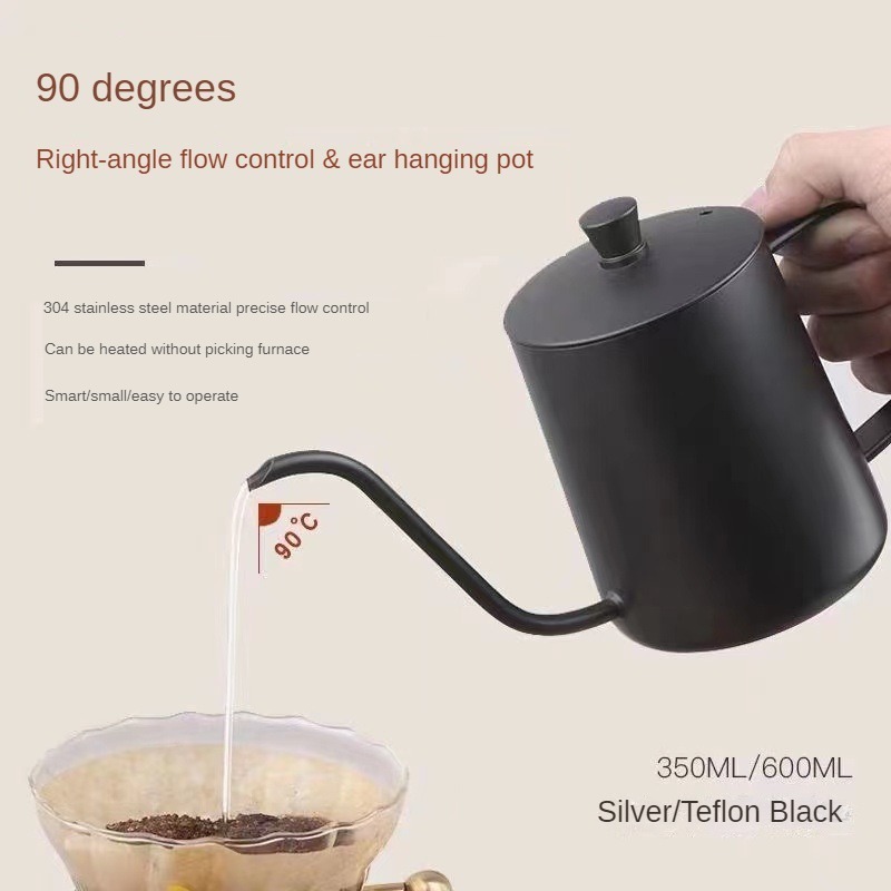 Stainless steel outdoor hand punching household long mouth hanging ear hand punching cup coffee pot