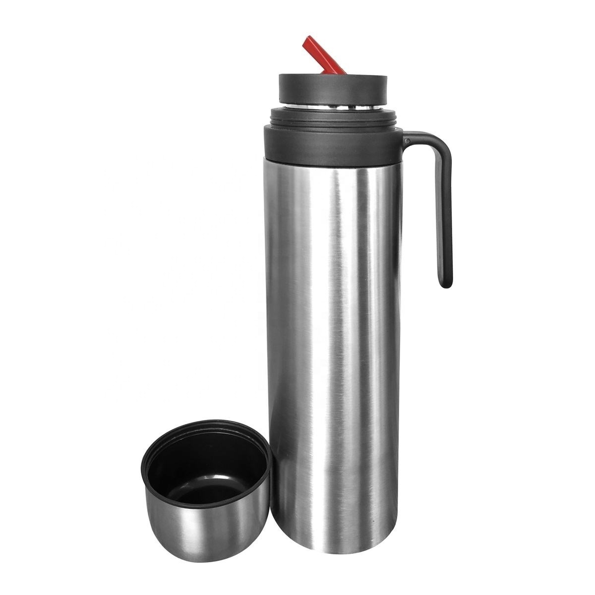 1000ml/1L Double Wall Insulated Thermos Lid Mug with Handle Yerba thermos mate bottle bullet shape thermos vacuum flask