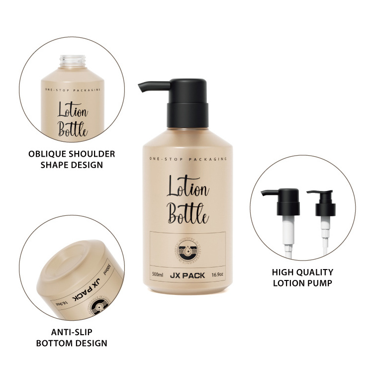 luxury oblique shoulder pump bottle plastic cosmetic packaging 300ml 500ml body wash shampoo lotion bottles container