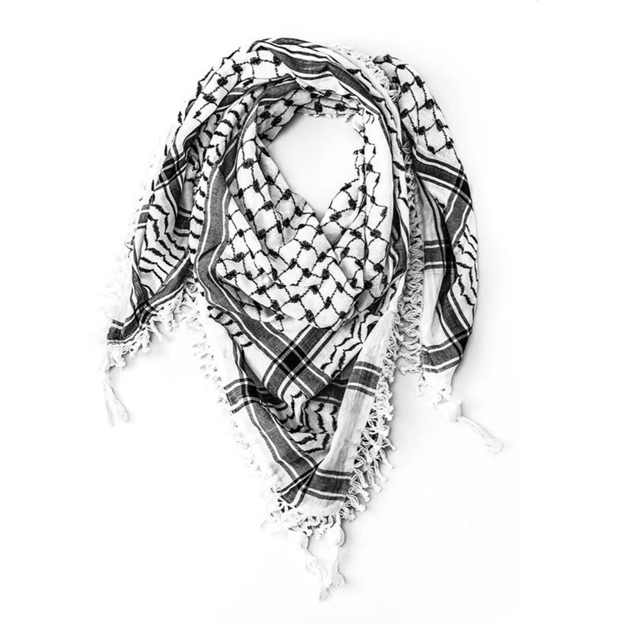 Shemagh Desert KeffIyeh Arafat Square Scarf  Cotton Scarf Wrap Multicolor 100% Cotton Black and white