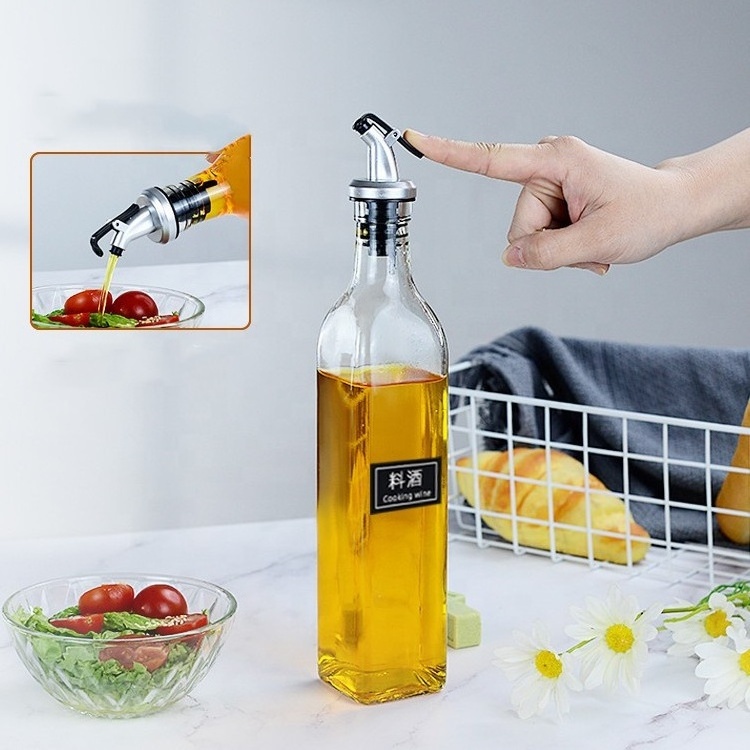 17oz Glass Olive Oil Dispenser Bottles Clear Vinegar Cooking Bottle Set For Kitchen