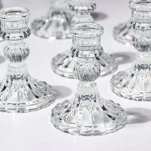 Retro Classical Clear Taper Wedding Decor Candlestick Holders Bulk