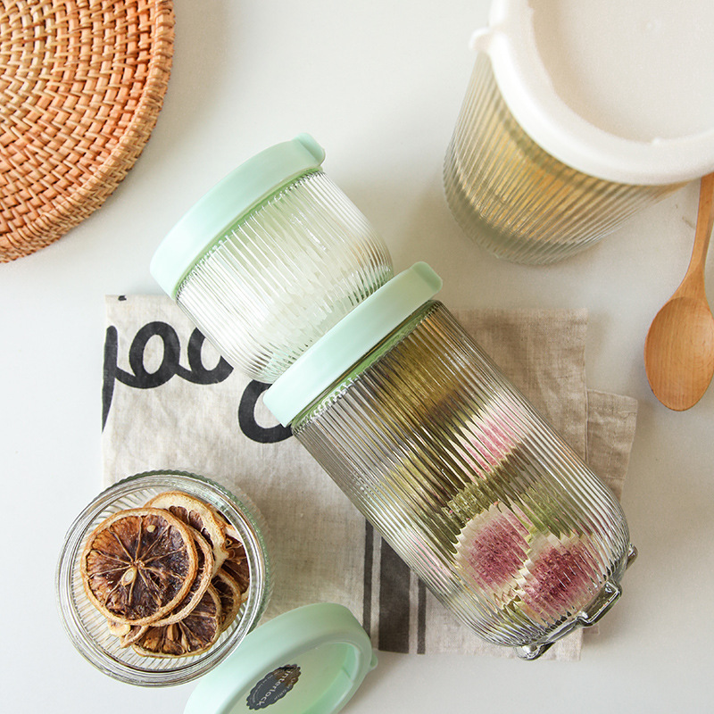 Eco Friendly Storage Glass Jars Canister Green Sealing Cover