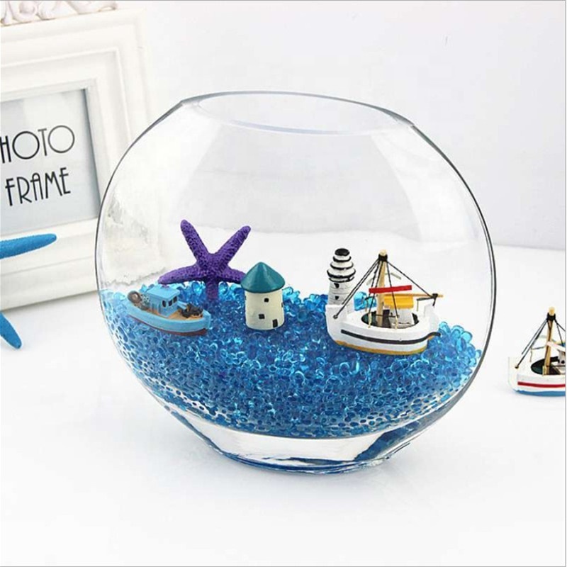 Different Sizes Clear Fish Tank Cheap Flower Vase Round Flat Glass Fish Bowl For Home Decor