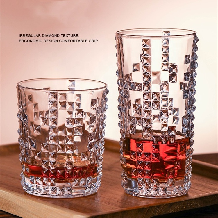 Modern Personalized Old Fashion Drinking Whisky Glass Crystal Diamond Rock Whiskey Glasses