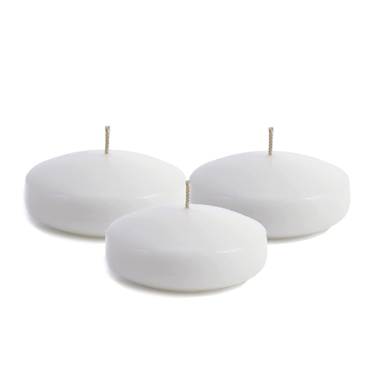 3 inch / 2*1inch Classic White Unscented Wax Burning Tealight Floating Candle for Wedding Pool Party