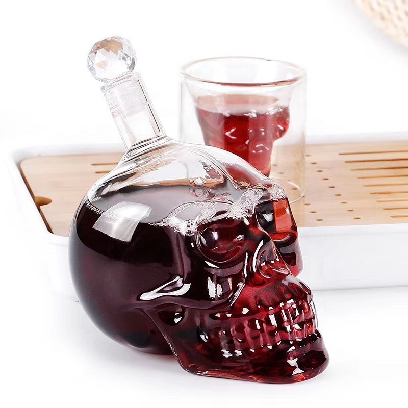 Creative Skull Head Vodka Shot Drinking Glass Bottle Liquor Borosilicate Glass Wine Whiskey Decanter