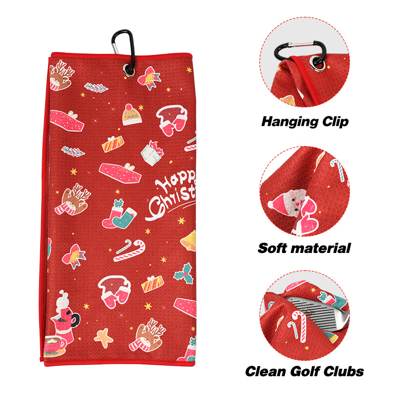 Xiamen Jasbao Sports Towel Microfiber Waffle Golf  Towels Carabiner Hook  Embroidery Printing Logo Golf Towel